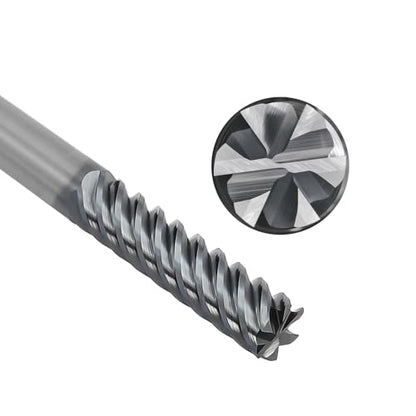 Tools Carbide End Mills,6 Flute Square Milling Cutter，High Helix Angle for High Hardness Steel Finshing Milling Processing - 1/4 Shank (1/4-2.5" 1PCS) - size: 1/4-1-2.5" 6F 1PC