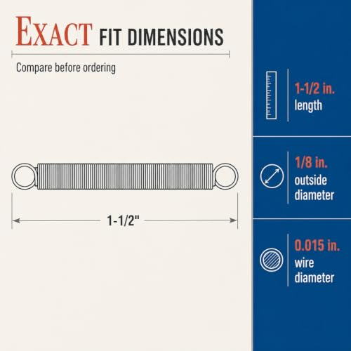 Prime-Line SP 9656 Extension Spring, Spring Steel Construction, Nickel-Plated Finish, 0.015 GA x 1/8 In. x 1-1/2 In., Closed Single Loop (2 Pack)