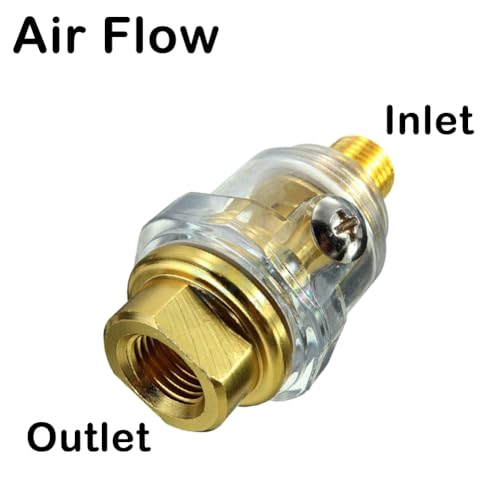Beduan Automatic Mini In- Line Oiler, 1/4" NPT,Oil Lubricator for Air Compression