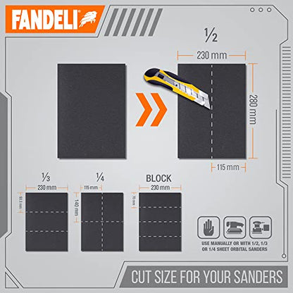 Fandeli | Waterproof Sandpaper | for Car Polishing, Wooden Furniture Sanding and Metal Sanding | Water Resistant (Assorted Grits (220, 320, 400)) - style: Assorted Grits (220, 320, 400)