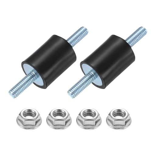 uxcell 2Pcs M6 x 18mm Rubber Mounts, 25 x 20mm Cylindrical Anti Vibration Isolator Studs Shock Absorber Double Studs with Nuts for Car Bobbin Generator Air Compressors - size: M6 x 18mm, 25 x 20mm