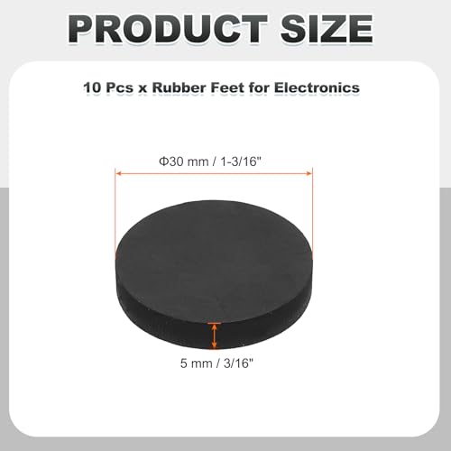 PATIKIL Non Slip Furniture Pads 1-3/16" (30mm x 5mm), 10 Pcs Adhesive Backed Round Rubber Feet Anti-Scratch Rubber Furniture Grippers for Hardwood Floor Electronics Bed Drawers DIY - size: 30mm x 5mm