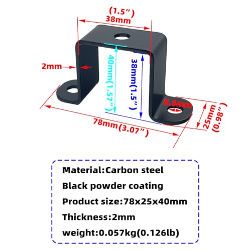 4 PCS 1.5x1.5" Square Tube Strap Clamps, 1.5 inch pipe strap, metal u clamp bracket for mounting,Powder Coated Black - size: 1.5x1.5"
