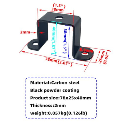 4 PCS 1.5x1.5" Square Tube Strap Clamps, 1.5 inch pipe strap, metal u clamp bracket for mounting,Powder Coated Black - size: 1.5x1.5"