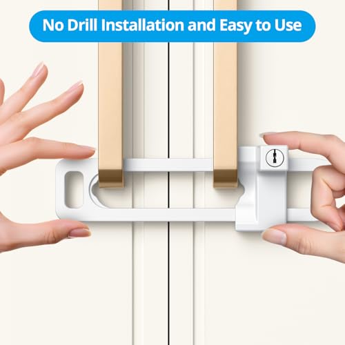 AST Keyed Cabinet Lock, 2 Locks 4 Keys, Key Alike, Childproof Drawer Latch - color: Matte White