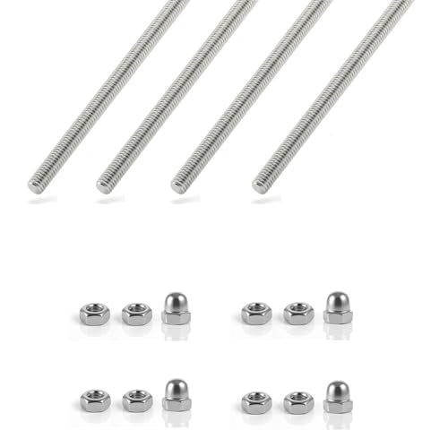 4Pcs Stainless Steel Fully Threaded Rods M3x300mm Right Threads with Nuts - size: M3x300mm