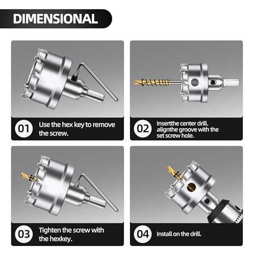 Renato 12PCS TCT Hole Saw Kit for Hard Metal, 9/16”-2-1/8" Inch Tungsten Carbide Tipped Hole Saw Set, Heavy Duty Hole Cutter for Metal, Stainless Steel, Iron, Wood, Plastic