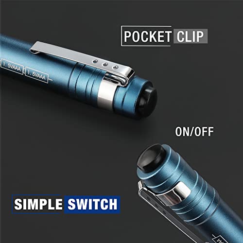 WORKPRO LED Pen Light, Aluminum Pen Flashlight, Pocket Flashlight with Clip - color: Blue
