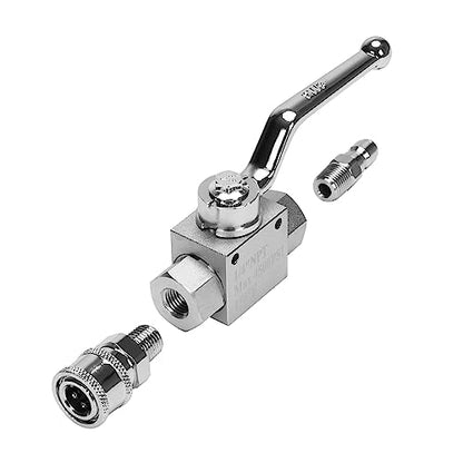 DERNORD High Pressure Ball Valve Kit 1/4 Inch Quick Connect for Power Washer Hose, 4500 PSI (1/4'') - size: 1/4 Inch
