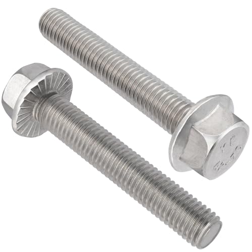 VGBUY M6-1.0 x 40mm Flanged Hex Head Bolts,304 Stainless Steel 18-8,Fully Threaded,Silver External Flange Hex Drive Screws,Pump,Fix Car,DIY Project(30Pcs) - size: M6x40mm