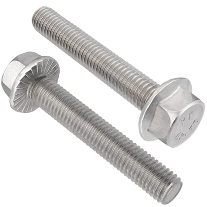 VGBUY M6-1.0 x 40mm Flanged Hex Head Bolts,304 Stainless Steel 18-8,Fully Threaded,Silver External Flange Hex Drive Screws,Pump,Fix Car,DIY Project(30Pcs) - size: M6x40mm
