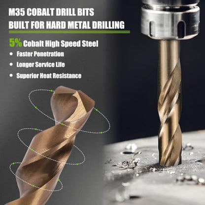 M35 Cobalt Drill Bit Set, 29PCS Metal Drill Bits for Steel