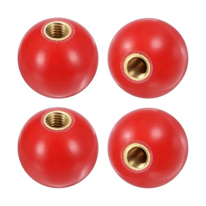 M METERXITY 4-Pack Threaded Ball Knobs, M10 Female Thread 35mm Dia. Thermoset Ball Knob for Lathe/Machine/Lawn Mowers, Round Phenolic Brass Insert Lever Handle [Red] - color: Red, size: M10x35mm