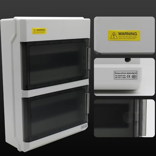 24 Way Outdoor Waterproof IP66 PC/ABS Alloy Plastic Circuit Breaker Box Power Distribution Protection Box for MCB Miniature Circuit Breaker with DIN Rail 9.45 x 4.33 x 14.96 inch - size: 24Way