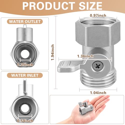 304 Stainless Steel Garden Hose Shut Off Valve, 2 Pack 3/4" GHT Garden Hose Ball Valve, Heavy Duty Hose Connector Water Shut Off Valve Hose Shutoff Valve