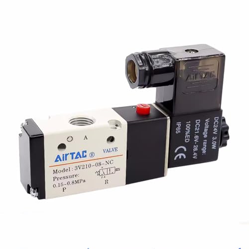 Solenoid Valve DC24V 3/2 Way AirTAC 3V210-08 1/4"PT Normally Closed Air Pneumatic Electric - size: 1/4"PT, style: 3V210-08 DC24V