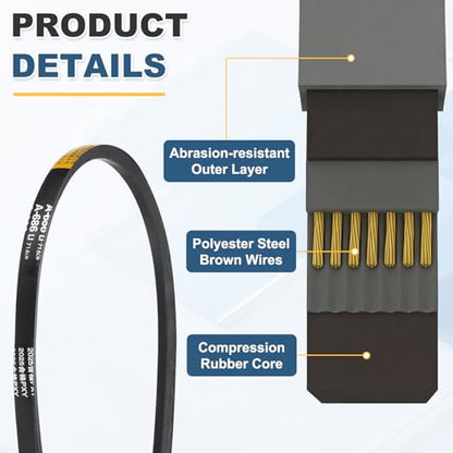 uxcell 3Pcs A686 Rubber V-Belt, 686mm Li x 13mm W x 8mm T, Classic Wrapped - size: A686