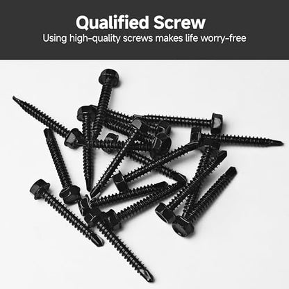 Mywish 50pcs #10 x 1-1/2" Self Drilling Screws for Metal, 410 Stainless Steel Hex Washer Head Self Drilling Screws, Black Oxided Self Tapping Sheet Metal Tek Screw Fast Tapping - size: #10x1-1/2"(50pcs)
