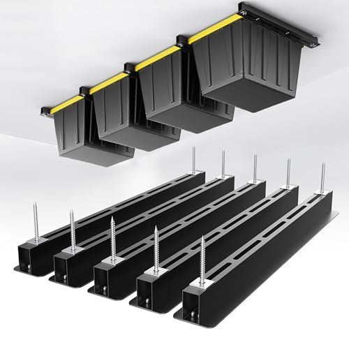 EVERHANGER Ceiling Storage Rack, Heavy Duty Overhead Garage Storage Rack - style: For 4 Bins