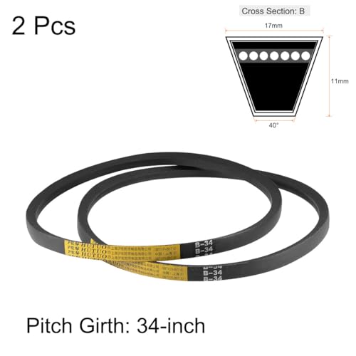 uxcell B34 V-Belts 34" Pitch Length, B-Section Rubber Drive Belt 2pcs - size: 34"