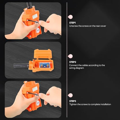 2Pcs COB61-Up-Down Crane Push Button Switch, Orange Crane Pendant Control Station Push Button Switch with Rubber Cable Barrel - size: Up-Down