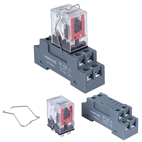 2PCS Electromagnetic Power Relay, 8-Pin 10A 12 AC Relay Coil with Socket Base, LED Indicator, DPDT 2NO 2NC - MY2NJ 2PCS [Applicable for DIN Rail System] - color: 8 Pin, size: AC 12V