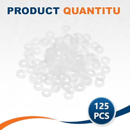 PATIKIL 125 Pcs Nylon Flat Washer M3 3mm ID 8mm OD 1mm THK White - color: White, size: 3mm x 8mm x 1mm