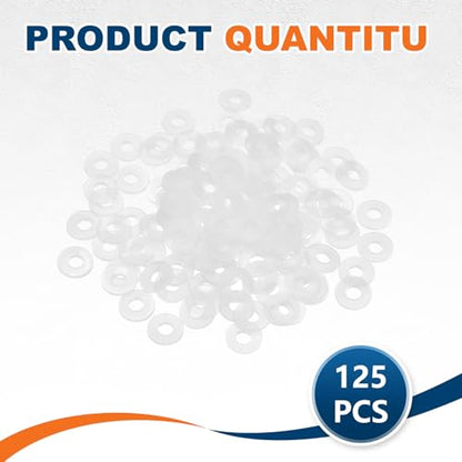 PATIKIL 125 Pcs Nylon Flat Washer M3 3mm ID 8mm OD 1mm THK White - color: White, size: 3mm x 8mm x 1mm