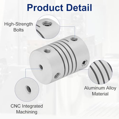Flexible Shaft Coupling(2mm|8mm): 4 Pcs Silver Aluminum Alloy - color: Silver, size: 2mm x 8mm (15mm OD, 25mm L)