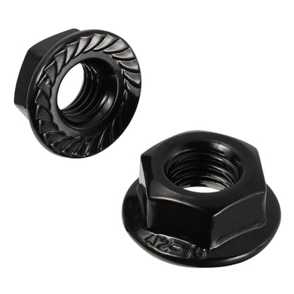 1/2-13 Serrated Flange Hex Lock Nuts Flanged Locknuts, 304 Stainless Steel 18-8 Black Finish, 10 PCS - size: 1/2-13