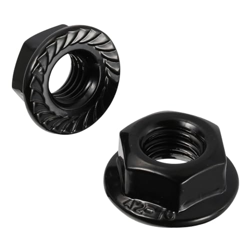 M12-1.75 Serrated Flange Hex Nuts Flanged Locknuts, 304 Stainless Steel 18-8, Black Finish, 10 PCS - size: M12-1.75