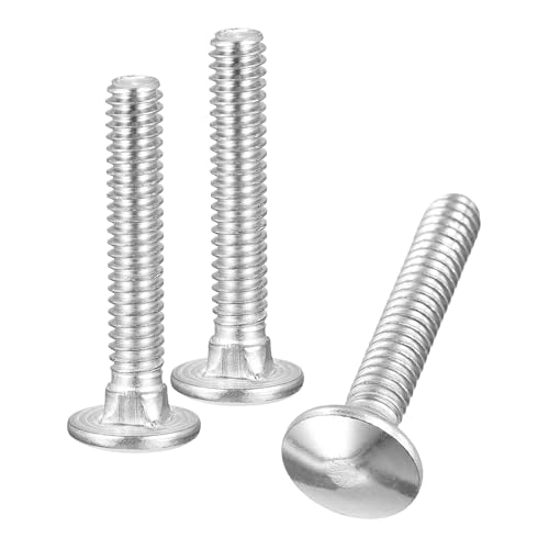 uxcell 1/4-20x1-1/2 Carriage Bolt, 10pcs Round Head Square Neck Screws, 304 Stainless Steel, Fully Threaded, Silver - size: 1/4-20x1-1/2"