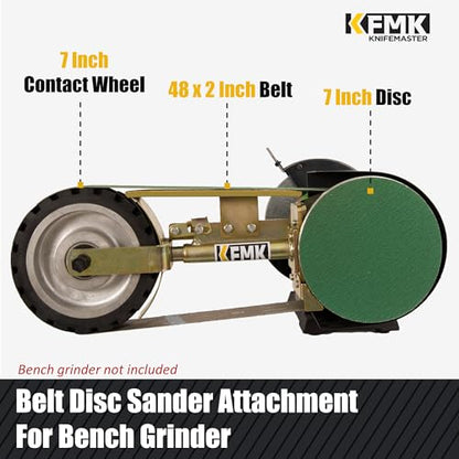 2"x48" Belt Grinder Attachment for Bench Grinders with 7 Inch Contact Wheel, 2x48 Inch Belt and 7 Inch Disc Sander Attachment for 8" or 10" Bench Grinders - size: 2"x48"-7''