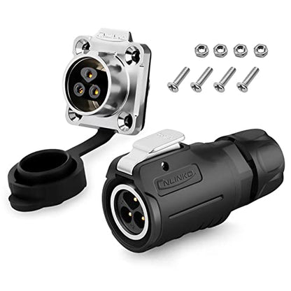 3 Pin Connector, Waterproof Electrical Connectors, Aviation Cable Connector for Industrial, Power, Car, and Other Indoor/Outdoor Circular Connector - style: 3 PIN