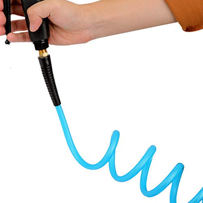 1/4''×10ft Recoil PU Air Hose, Air Compressor Hose with Swivel Fittings and Bend Restrictors - size: 1/4''×10ft