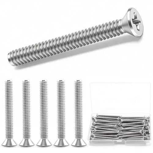 Twidec/#8-32x1-5/8 inch Flat Head Machine Screws Assortment kit,30PCS 304 Stainless Steel Phillips Flat Head Electricians Screws Long for Electrical Wall Plate Switch, Receptacles Mounting Screws - size: #8-32x1-5/8"