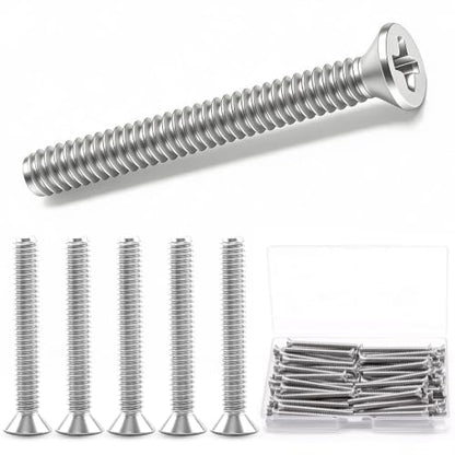 Twidec/#8-32x1-5/8 inch Flat Head Machine Screws Assortment kit,30PCS 304 Stainless Steel Phillips Flat Head Electricians Screws Long for Electrical Wall Plate Switch, Receptacles Mounting Screws - size: #8-32x1-5/8"