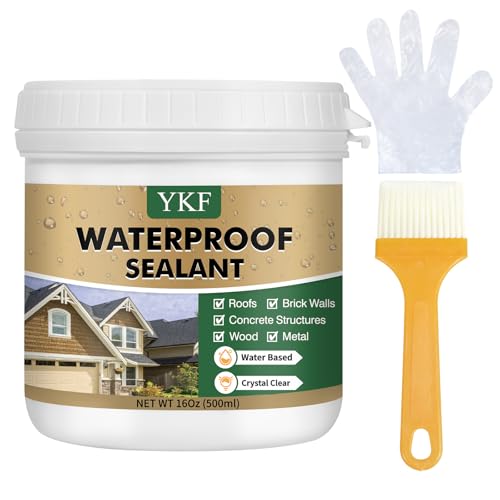 YKF Transparent Waterproof Sealant 16 Oz, Clear Water-Based Invisible Leak Repair Coating for Roofs, Walls, Bathroom, Shower, Kitchen, Indoor & Outdoor Waterproof Coating - size: 16 Fl Oz