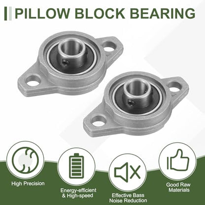 uxcell KFL003 Pillow Block Bearing 5/8" (17mm) Zinc Alloy Steel 2Pcs - size: KFL003 (5/8" Bore)