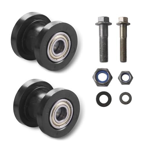 2 PCS Car Modified Chain Guide Sprocket, 0.3" and 0.4" Chain Tensioner Guides, Chain Roller Pulley Tensioner Wheel Guide with Rolling Wheels, Fit for Dirt Bikes Motorcycle Bicycles (Black)