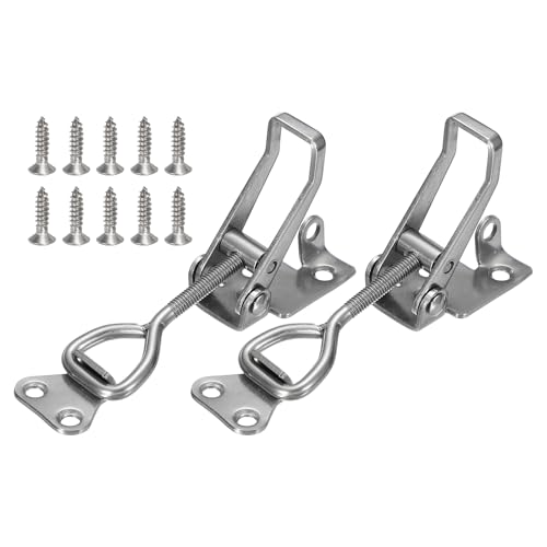 HARFINGTON 2pcs 4002 Toggle Latch Clamp Adjustable SUS304 with Lock Hole - color: Silver