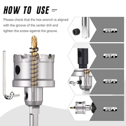 7/8" 22.5mm Hole Saw Tungsten Carbide TCT Hole Cutter W/Drill Bit - size: 22.5mm (7/8")