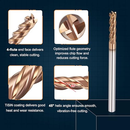 Carbide End Mill 1/8" Dia 1/2" CL 2" L 1/8" Shank 4 Flute - size: 1/8" Dia - 1/2" CL - 2" L - 1/8" Shank