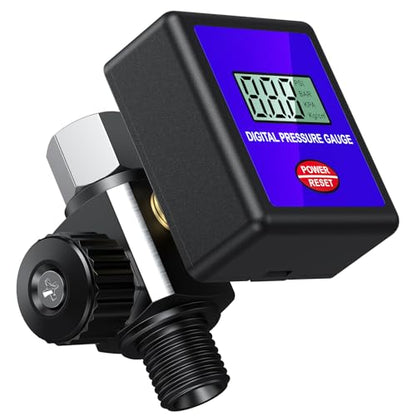 1/4" NPT Digital Air Pressure Regulator, Adjustable 0-200 PSI Air Compressor Regulator with Pressure Gauge for Pneumatic Tools & Spray Equipment
