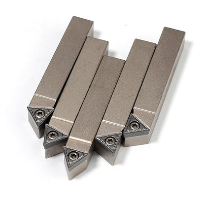 Mini Indexable Lathe Turning Tool-5/16" Shank Nickel Plated 5 Pieces Carbide Turning Tool Set,Metal Lathe Cutting Tools with Carbide Inserts TCMT090204 (TCMT731)