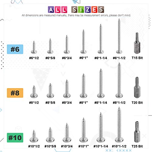 Glarks 51Pcs #8 x 1-1/4'' Button Head Torx Security Sheet Metal Screws Stainless Steel Tamper Resistant Screws Set with T20 Bit (50pcs #8 x 1-1/4'') - size: 50pcs #8 x 1-1/4''