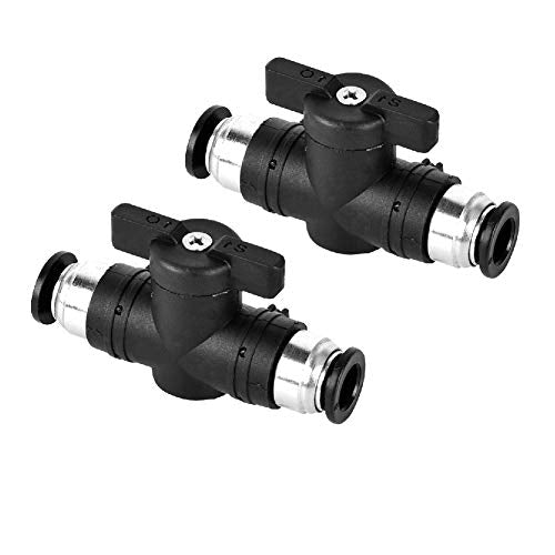 Beduan Pneumatic BUC Ball Valve, 1/4" x 1/4" OD Push to Connect Fitting Air Flow Control Valve Straight Quick Connect Union (Pack of 2) - size: 1/4" x 1/4" Tube OD(2 Pcs)