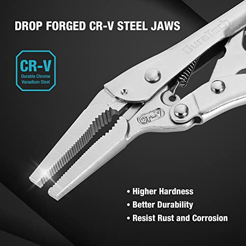 DURATECH 6.5" Long Nose Locking Pliers, Cr-V Construction with Wire Cutte