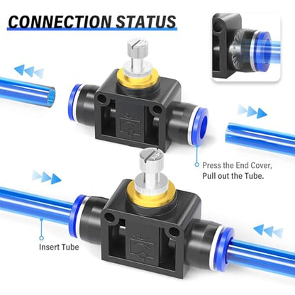 TAILONZ 4mm OD SCF-4 Air Flow Control Valve Push-to-Connect Fitting 5PCS - size: 4mm/Blue/5PCS
