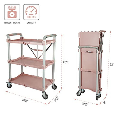 Olympia Tools 89-354 Pack N Roll Collapsible Service Cart, XL, 300LB Capacity, Rose - color: Rose, size: 300LB